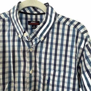 Johnnie-O Men’s Button Down Long Sleeve‎ Shirt Size Medium Blue Plaid Cotton